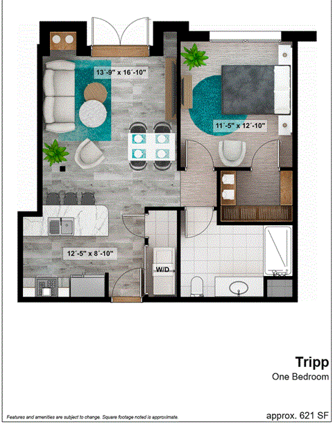 the floor plan of one bedroom apartment in rimal, jbr by deluxe holiday homes